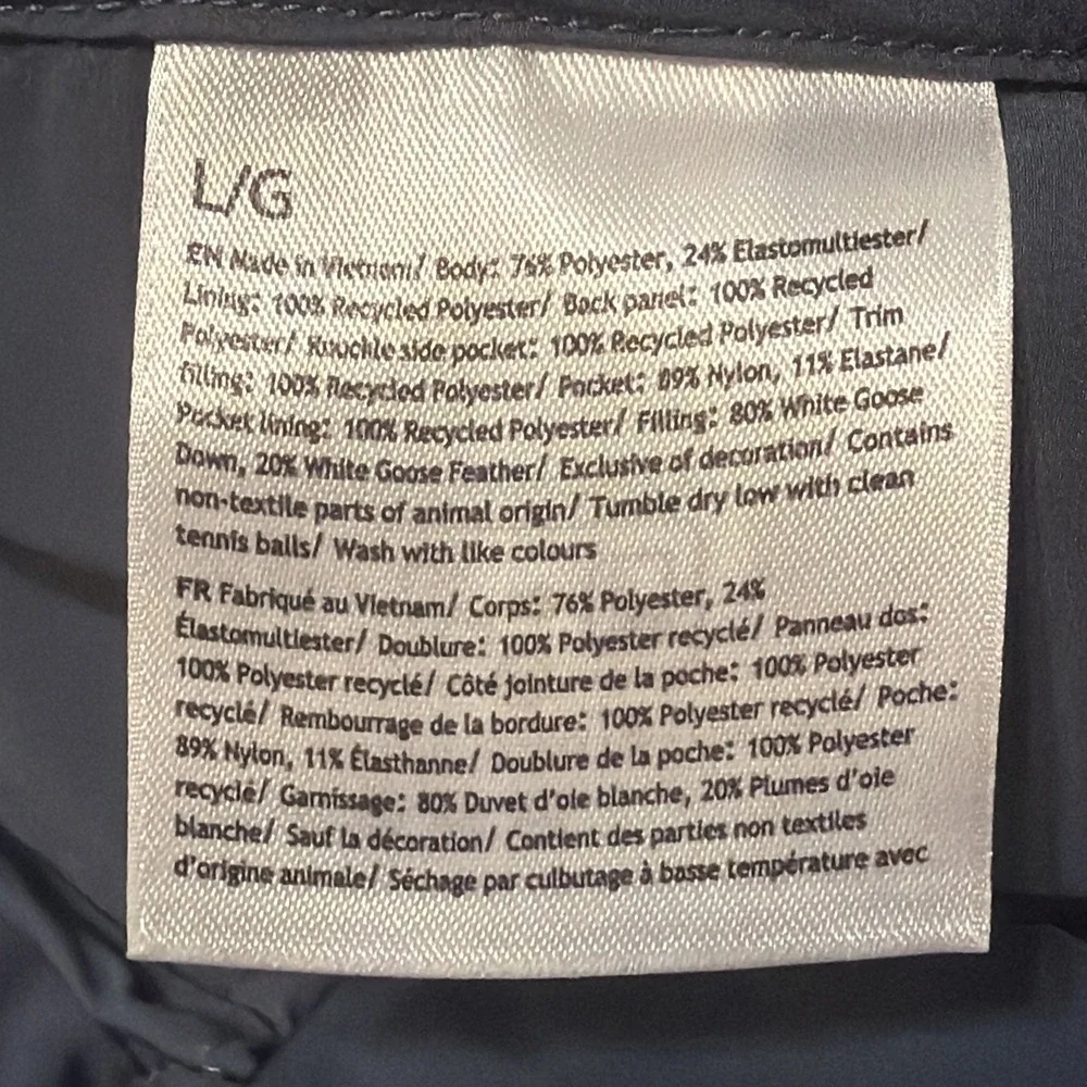 Lululemon Men's Wunder Puff 600-Down-Fill Vest Goose Down Gray Blue Large